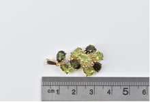 Load image into Gallery viewer, 14K Green Tourmaline Peridot Diamond Cluster Pendant Yellow Gold