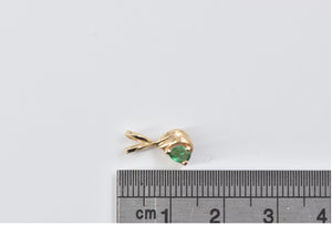 14K Round Emerald Vintage Simple Classic Pendant Yellow Gold