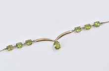 Load image into Gallery viewer, 14K Peridot Chevron Drop Statement Chain Necklace 17.5&quot; Yellow Gold