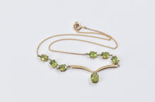 Load image into Gallery viewer, 14K Peridot Chevron Drop Statement Chain Necklace 17.5&quot; Yellow Gold