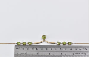 14K Peridot Chevron Drop Statement Chain Necklace 17.5" Yellow Gold