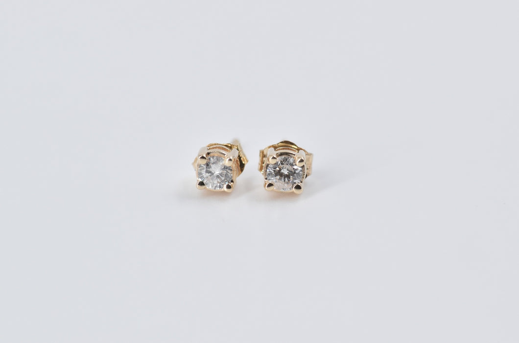 14K 0.25 Ctw Natural Diamond Solitaire Stud Earrings Yellow Gold