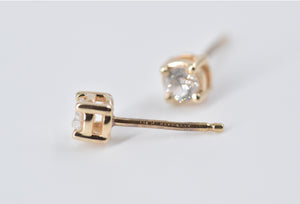 14K 0.25 Ctw Natural Diamond Solitaire Stud Earrings Yellow Gold