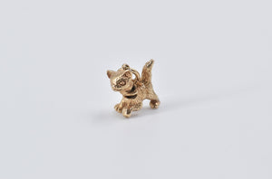 14K Articulated Kitty Cat Bow Collar Kitten Charm/Pendant Yellow Gold