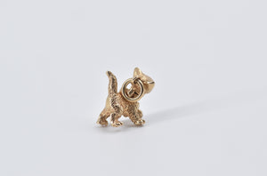 14K Articulated Kitty Cat Bow Collar Kitten Charm/Pendant Yellow Gold