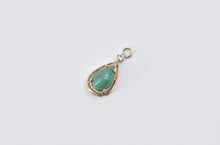 Load image into Gallery viewer, 14K Pear Turquoise Cabochon CZ Accent Vintage Charm/Pendant Yellow Gold