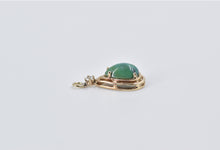 Load image into Gallery viewer, 14K Pear Turquoise Cabochon CZ Accent Vintage Charm/Pendant Yellow Gold
