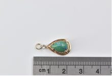 Load image into Gallery viewer, 14K Pear Turquoise Cabochon CZ Accent Vintage Charm/Pendant Yellow Gold