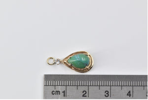 14K Pear Turquoise Cabochon CZ Accent Vintage Charm/Pendant Yellow Gold
