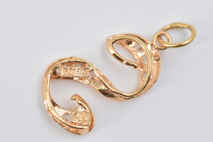 18K S Letter Monogram CZ Enrusted Name Initial Charm/Pendant Yellow Gold