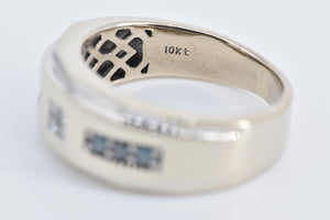 10K Natural White Treated Blue Diamond Wedding Band Ring White Gold