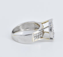 Load image into Gallery viewer, 10K Pave Diamond Encrusted Circle Raised Cluster Ring White Gold