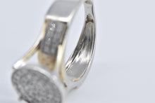 Load image into Gallery viewer, 10K Pave Diamond Encrusted Circle Raised Cluster Ring White Gold