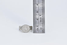 Load image into Gallery viewer, 10K Pave Diamond Encrusted Circle Raised Cluster Ring White Gold