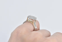 Load image into Gallery viewer, 10K Pave Diamond Encrusted Circle Raised Cluster Ring White Gold