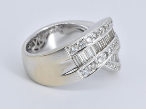 14K 1.75 Ctw Baguette Natural Diamond Twist Knot Ring White Gold
