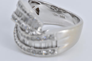 14K 1.75 Ctw Baguette Natural Diamond Twist Knot Ring White Gold