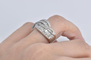 14K 1.75 Ctw Baguette Natural Diamond Twist Knot Ring White Gold