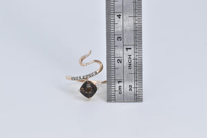 14K LeVian Faceted Smoky Quartz Serpent Snake Ring Rose Gold