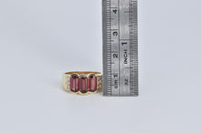 Load image into Gallery viewer, 14K Three Stone Garnet Natural Diamond Statement Ring Yellow Gold