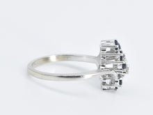 Load image into Gallery viewer, 14K Diamond Sapphire Freeform Cluster Statement Ring White Gold