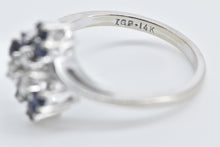 Load image into Gallery viewer, 14K Diamond Sapphire Freeform Cluster Statement Ring White Gold