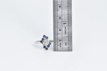 Load image into Gallery viewer, 14K Diamond Sapphire Freeform Cluster Statement Ring White Gold