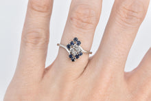 Load image into Gallery viewer, 14K Diamond Sapphire Freeform Cluster Statement Ring White Gold