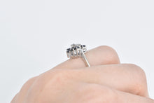 Load image into Gallery viewer, 14K Diamond Sapphire Freeform Cluster Statement Ring White Gold