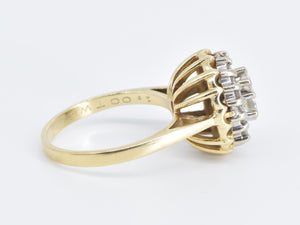 14K 1.00 Ctw Natural Diamond Cluster Statement Ring Yellow Gold