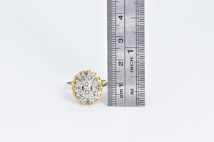 14K 1.00 Ctw Natural Diamond Cluster Statement Ring Yellow Gold