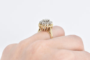 14K 1.00 Ctw Natural Diamond Cluster Statement Ring Yellow Gold