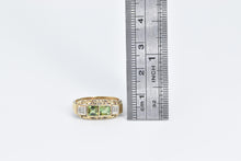 Load image into Gallery viewer, 14K Art Deco Peridot Diamond Ornate Wedding Band Ring Yellow Gold
