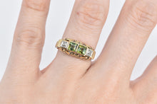 Load image into Gallery viewer, 14K Art Deco Peridot Diamond Ornate Wedding Band Ring Yellow Gold
