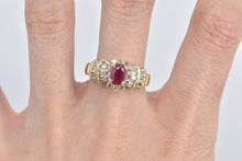 Load image into Gallery viewer, 14K Oval Natural Ruby Diamond Engagement Ring Yellow Gold