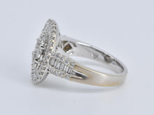 Load image into Gallery viewer, 18K 2.00 Ctw Oval Natural Diamond Cluster Baguette Ring White Gold