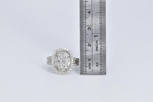 18K 2.00 Ctw Oval Natural Diamond Cluster Baguette Ring White Gold
