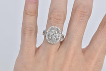 Load image into Gallery viewer, 18K 2.00 Ctw Oval Natural Diamond Cluster Baguette Ring White Gold