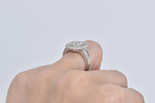 Load image into Gallery viewer, 18K 2.00 Ctw Oval Natural Diamond Cluster Baguette Ring White Gold