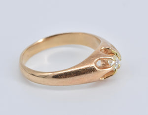 14K 0.24 Ct Old European Cut Natural Diamond Belcher Ring Yellow Gold