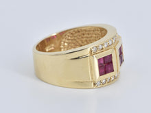 Load image into Gallery viewer, 14K 2.65 Ctw Natural Ruby Diamond Squared Band Ring Yellow Gold