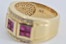 Load image into Gallery viewer, 14K 2.65 Ctw Natural Ruby Diamond Squared Band Ring Yellow Gold