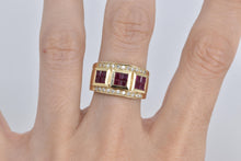 Load image into Gallery viewer, 14K 2.65 Ctw Natural Ruby Diamond Squared Band Ring Yellow Gold