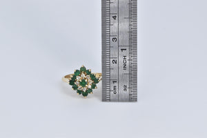14K 0.86 Ctw Natural Emerald Diamond Cocktail Ring Yellow Gold