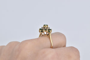 14K 0.86 Ctw Natural Emerald Diamond Cocktail Ring Yellow Gold