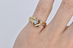 14K 0.45 Ctw Pear Natural Diamond Bridal Set Ring Yellow Gold