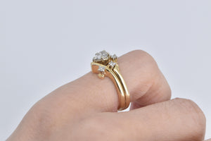 14K 0.45 Ctw Pear Natural Diamond Bridal Set Ring Yellow Gold