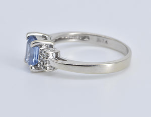 14K Emerald Cut Tanzanite Diamond Statement Ring White Gold
