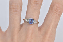 Load image into Gallery viewer, 14K Emerald Cut Tanzanite Diamond Statement Ring White Gold