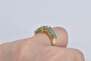 14K 1.10 Ctw Emerald Flower Natural Diamond Ring Yellow Gold